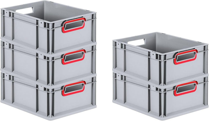 PROREGAL SuperSparSet 10x Eurobox NextGen Color | HxBxT 17x30x40cm | Griffe rot offen | Glatter Bode