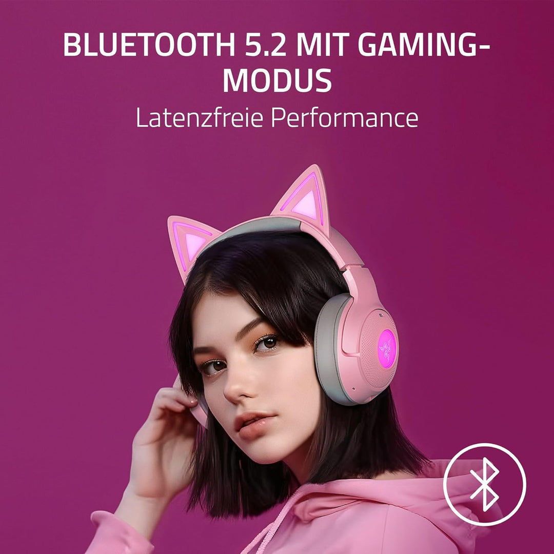 Razer Kraken Kitty V2 BT - Wireless Bluetooth RGB Headset with Kitty Ears (Kitty Ears and Earcups, B