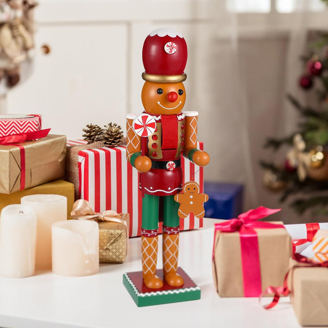 Hemobllo Nussknacker Figur Gross, 35cm Nussknacker Weihnachten Holz Deko Ingwerkuchenmeister Handgef