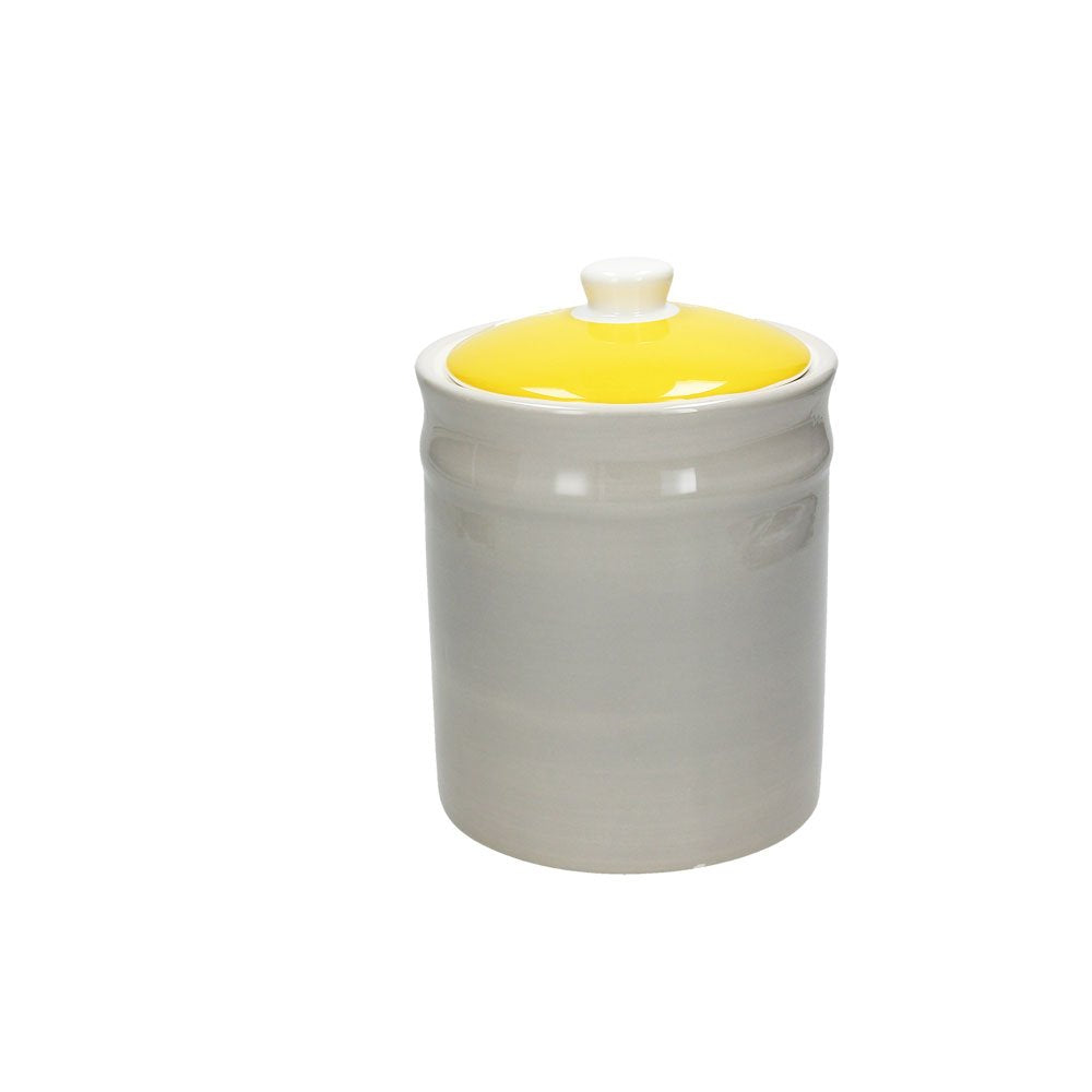 Tognana Vorratsdose/Kaffeedose Tag, hellgrau/gelb, 1800 ml. Volumen, 20 cm hoch, aus Keramik
