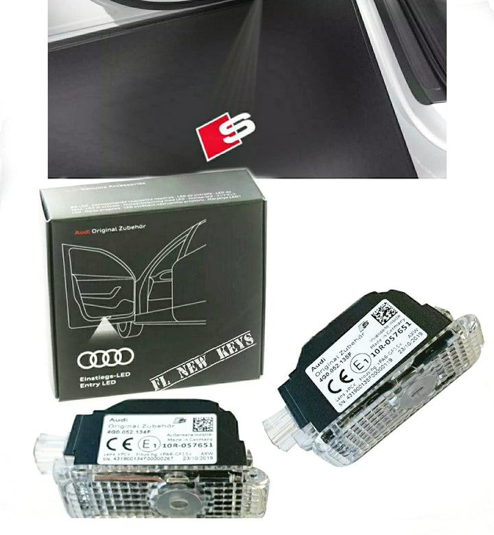 Audi 4G0052133J Einstiegsleuchten LED Projektor S-Logo Raute Einstiegsbeleuchtung Projektion, rot/we