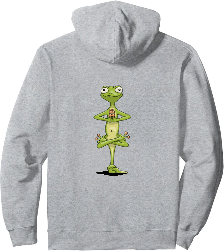 Lustig meditierender Zen Gecko Yoga Frosch Pullover Hoodie