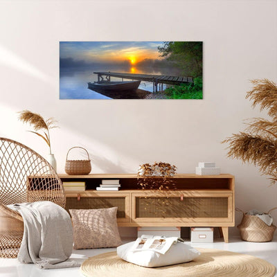 Wandbilder Dekoration Wohnzimmer Landschaft Meer Sommer Sonne Panorama Bilder auf Leinwand 120x50cm