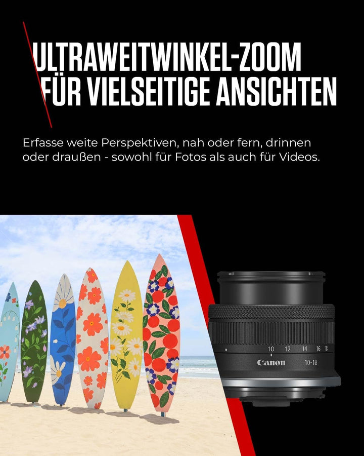 Canon RF-S 10-18mm F4.5-6.3 is STM extrem kleines, leichtes Ultraweitwinkel-Zoomobjektiv für Canon E