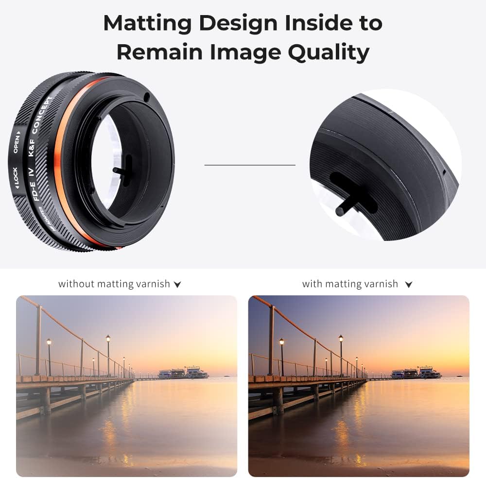 K&F Concept Lens Mount Adapter FD-NEX IV Manueller Fokus Kompatibel mit Canon FD & FL 35 mm Objektiv