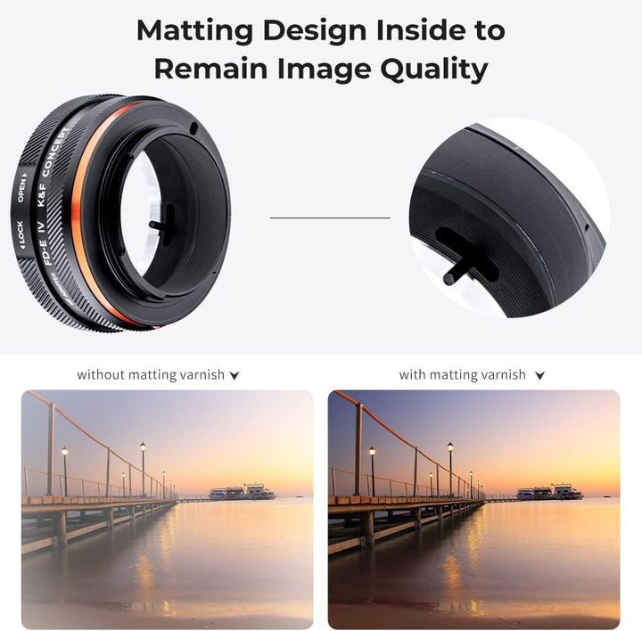 K&F Concept Lens Mount Adapter FD-NEX IV Manueller Fokus Kompatibel mit Canon FD & FL 35 mm Objektiv