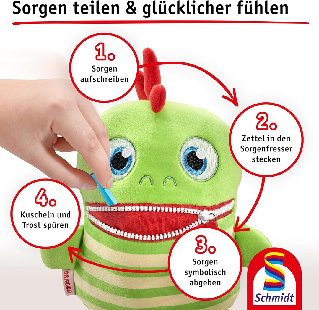 Schmidt Spiele 42677 Sorgenfresser, Draggo, 23 cm, Edition Boogie Woogies, Plüschfigur, Draggo