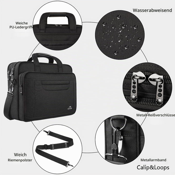 MATEIN Laptoptasche 17,3 Zoll, Gross Laptop Tasche 17 Zoll Aktentasche Herren Wasserdicht Arbeitstas