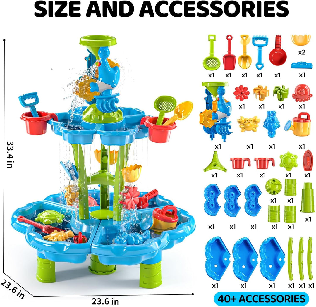 2-stufiger Blumen Sand- & Wassertisch für Kleinkinder 3-5 Jahre, Sensorik-Spieltisch für Kinder, Som