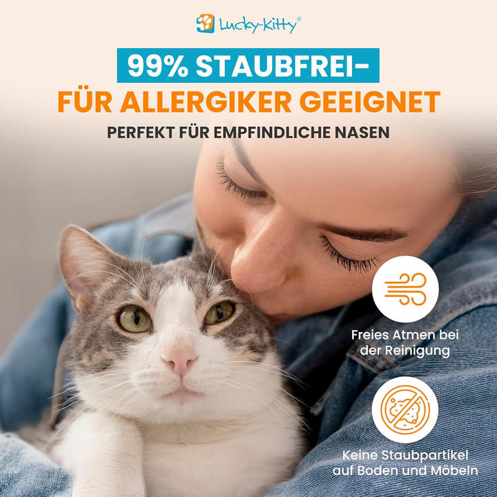 Lucky-Kitty Katzenstreu Klumpstreu, ökologisch I Staubfrei & klumpend, hochsaugfähig & geruchsneutra
