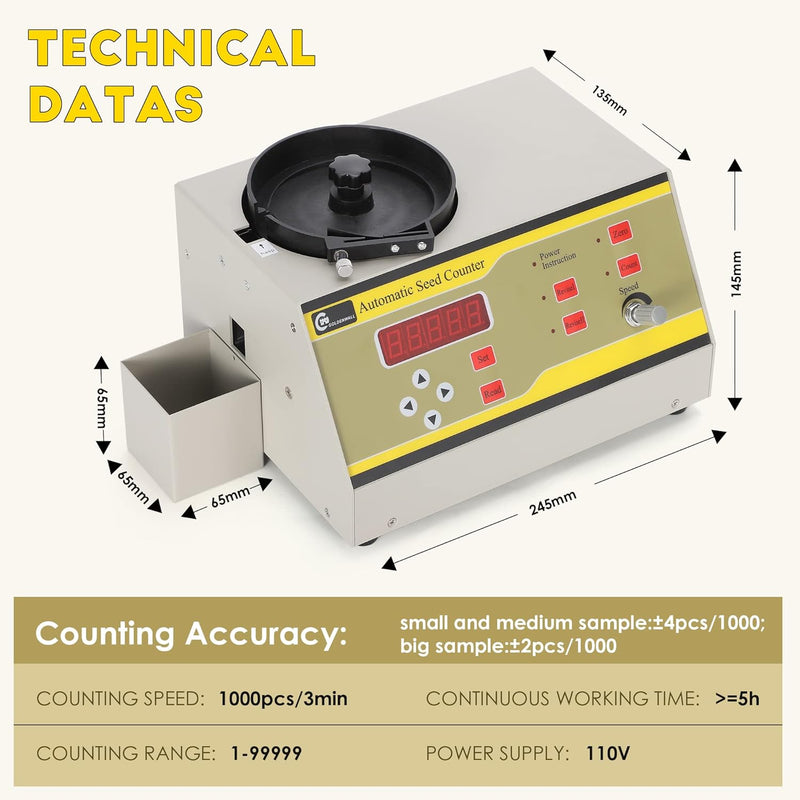 CGOLDENWALL Automatische Seed Counter Einstellbare Dish Counting Maschine für verschiedene Arten von