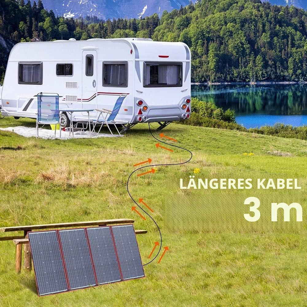 DOKIO 300W 18V Faltbar Solarmodule(54*104cm, 7,5kg) Monokristalline(Hohe Leistung) +Solar Controller
