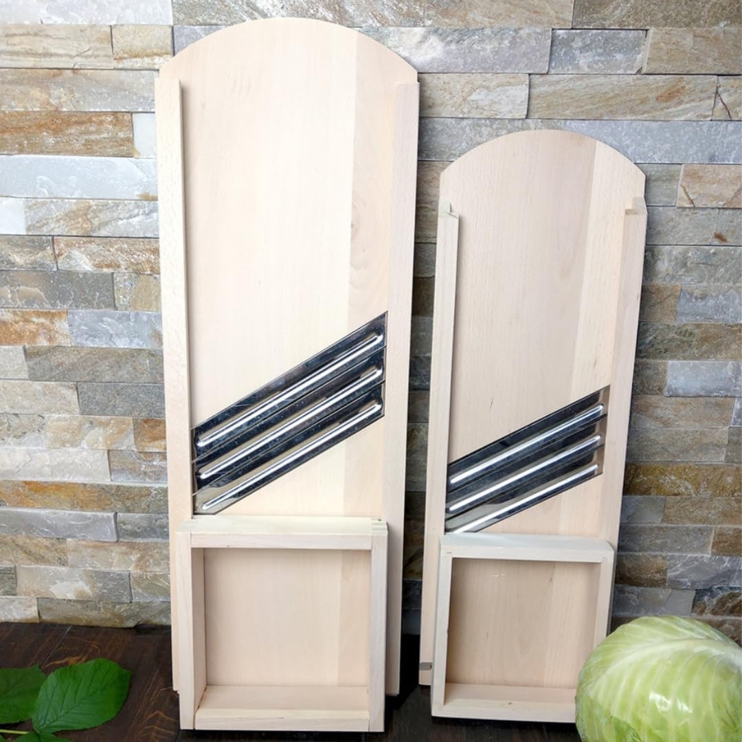 HOFMEISTER® Krauthobel 65 cm Holz - sicheres Schneiden von Krautköpfen &amp; Gemüse dank beweglichem Sch