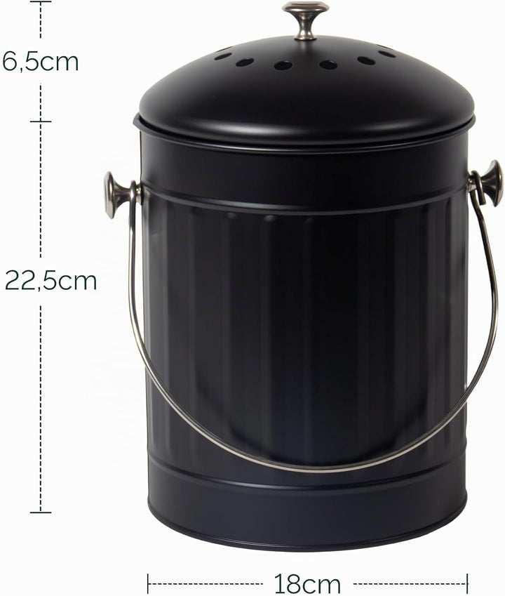 GREELUE Biomülleimer Küche 5,5L mit Deckel &amp; Sieb, Geruchsdicht | Spülmaschinenfest, Bioabfallbehält