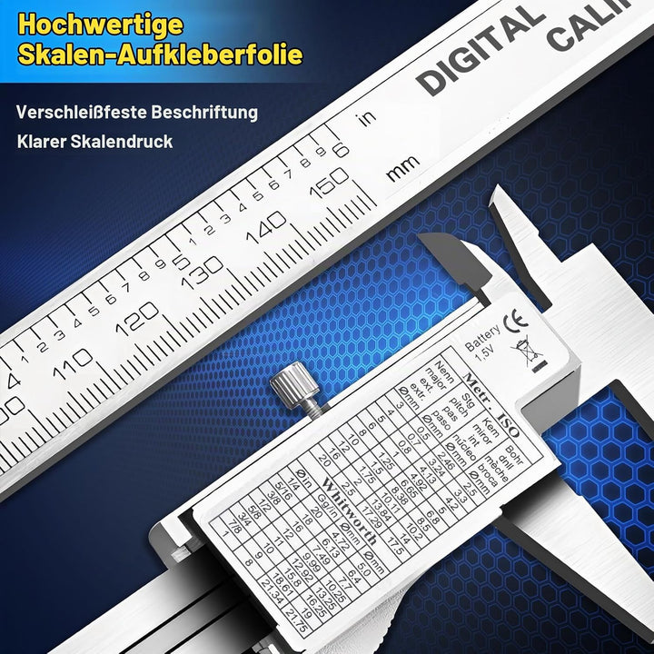 Messschieber Digital 150mm Schieblehre Digital Edelstahl mit Grossem LCD-Bildschirm Zoll und Millime