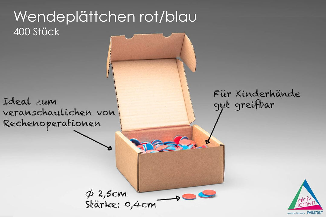WISSNER® 400 Wendeplättchen in rot-blau aus RE-Plastic, Rechenplättchen für den Mathematikunterricht