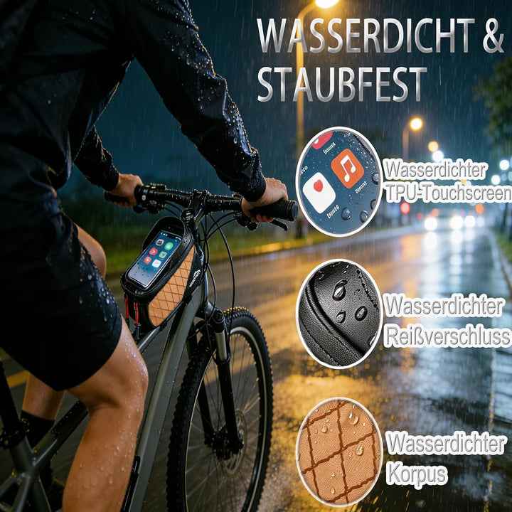 toptrek Fahrrad Rahmentasche Wasserdicht für Smartphone mit Touchscreen Ocker, Ocker