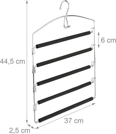 8 x Hosenbügel platzsparend, Hosenkleiderbügel mehrfach, Metall, gepolstert, HBT: 44,5x37x2,7 cm, Si