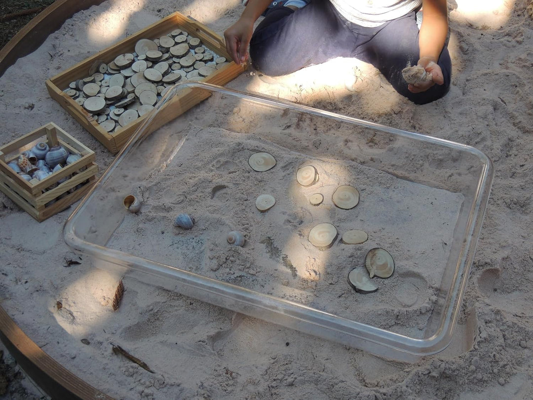 Montessori-Entdeckungswanne Transparent A2 | Aus PET-Kristall, Sicher &amp; Stabil | Für Wasser, Sand, F