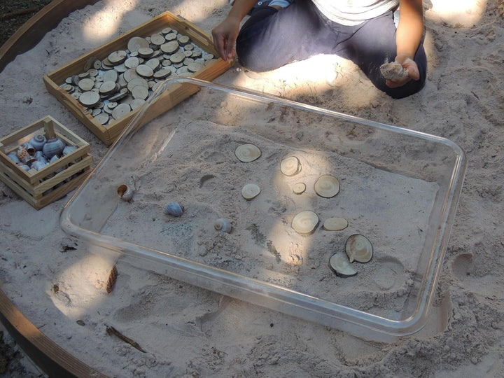 Montessori-Entdeckungswanne Transparent A2 | Aus PET-Kristall, Sicher &amp; Stabil | Für Wasser, Sand, F