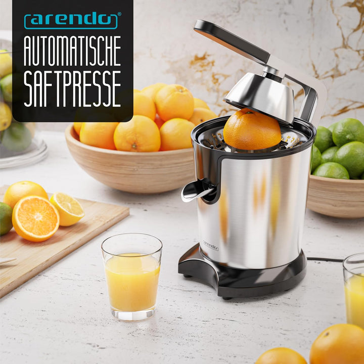 Arendo - Edelstahl Saftpresse elektrisch 1000 Watt - Zitruspresse Orangenpresse Entsafter - Hochleis