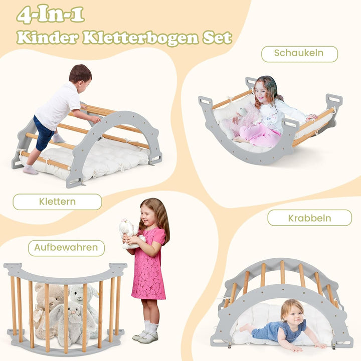 COSTWAY Kletterbogen mit weichem Kissen, Kletterdreieck zum Wippen, Klettern und Krabbeln, Indoor Kl
