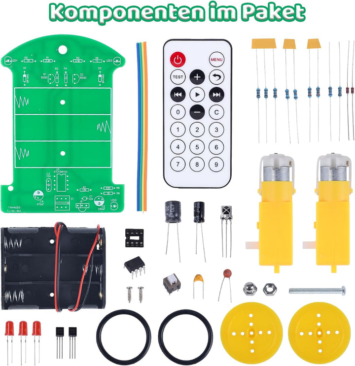 Praxis Löten Lernen Ferngesteuertes Auto Kit, Anfänger DIY 2WD Smart Robot Car Bausatz Elektronische