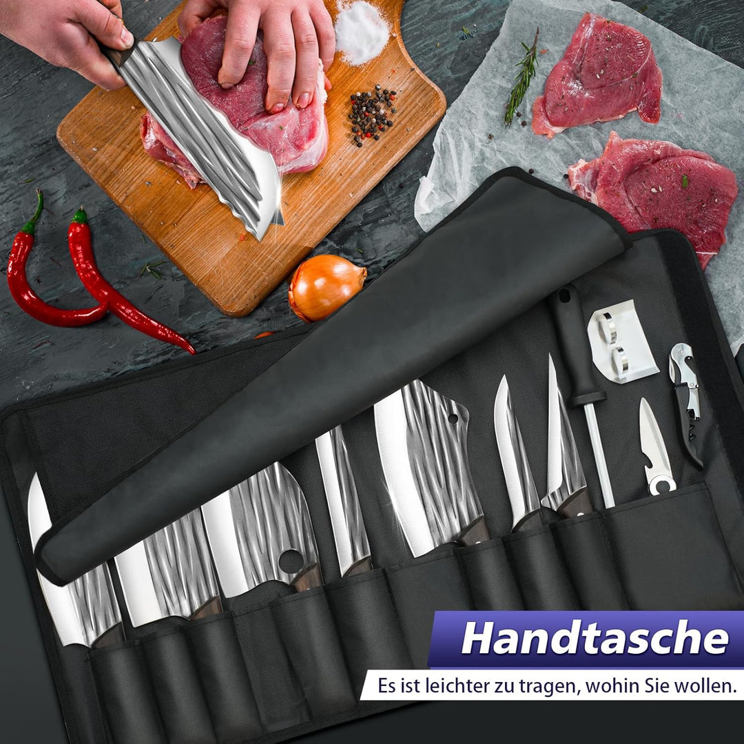MDHAND Metzgermesser Set,14pcs Küchenmesser Set,Scharfes Hackmesser Messerset,High Carbon Steel Koch