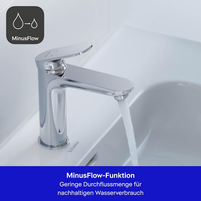 Duravit Wave Waschtischarmatur, Grösse S (Auslauf Höhe 77 mm), wassersparende Waschbecken Armatur (M