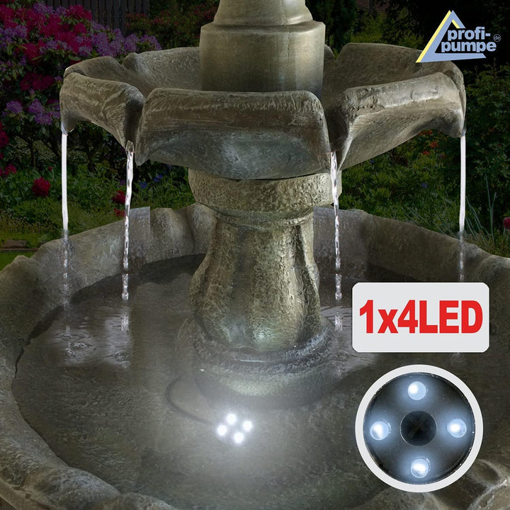 Solar Gartenbrunnen Brunnen Solarbrunnen Klassik-Garten mit Li-Ion-Akku &amp; LED-Licht, Zierbrunnen Was