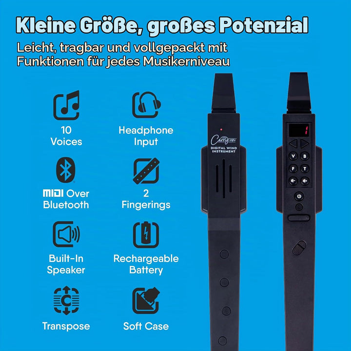 Carry-on by Blackstar Digitales Blasinstrument Schwarz - 10 Stimmen, integrierter, wiederaufladbarer