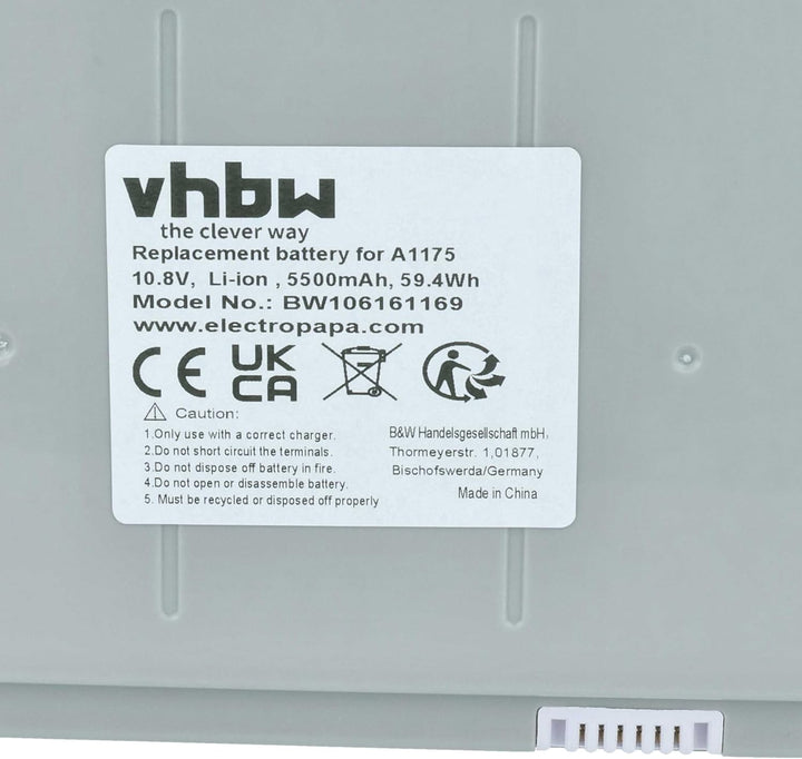 vhbw Akku Ersatz für Apple A1121, A1148, A1150, A1175, A1405, M9325, M9756, MA348 für Notebook (5500