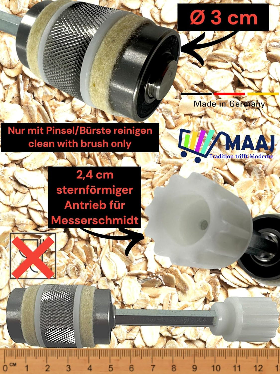 MESSERSCHMIDT FLOCKENVORSATZ FLOCKER FLOCKENQUETSCHE Flake Mill Manual Attachment - Made IN