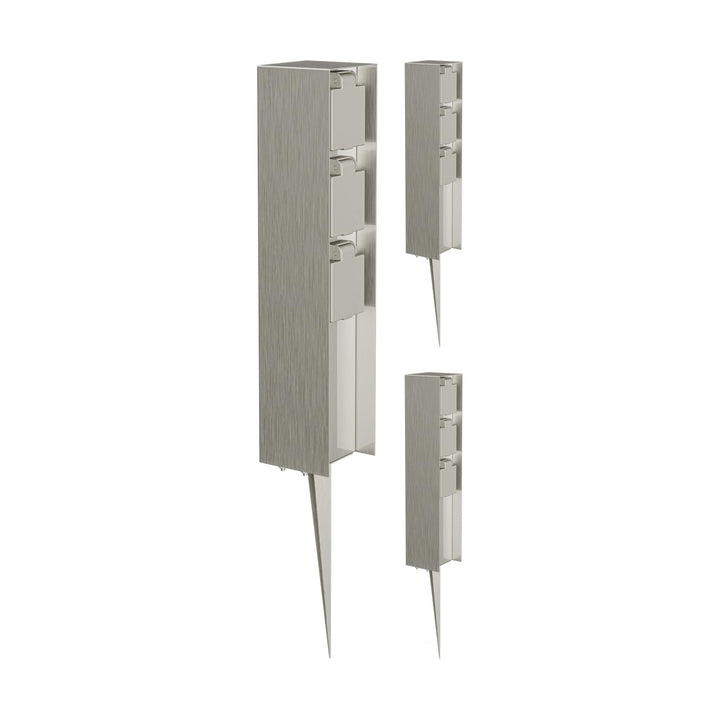 ledscom.de 3 Stück Garten-Steckdosen-Säule POMI mit Erdspiess für aussen, IP44, 3-Fach, Edelstahl, e