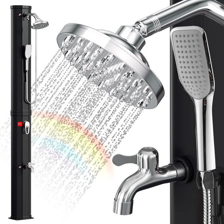 Eulenke solardusche Garten 60 Liter | 226 cm | gartendusche solar | warmes Wasser max. 60 °C | ausse