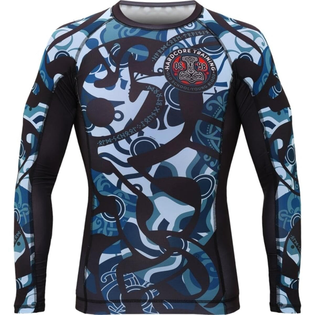 Hardcore Training Rash Guard Men's Kompressionshemd Herren Lange Ärmel Grappling Jiu Jitsu MMA Fitne