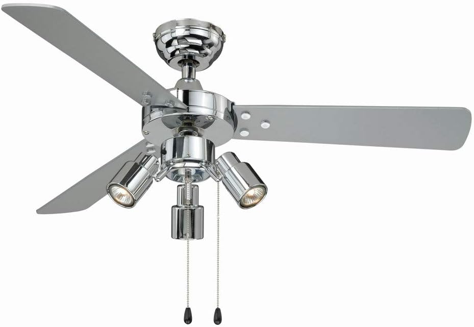 aireRyder - Cyrus Deckenventilator mit Beleuchtung, Leiser Ventilator mit Zugschalter in glänzendem