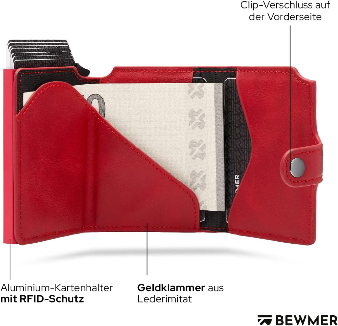 BEWMER 2 Shielded | Herren und Damen Slim Wallet mit RFID-Schutz Anti-Cloning | Kartenetui mit Münzf