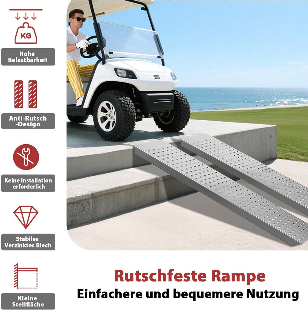 Ikodm 135cm 2X Auffahrrampe Verladerampe, max. 400kg, Laderampe, Rampen für Anhänger, Auto Laderampe