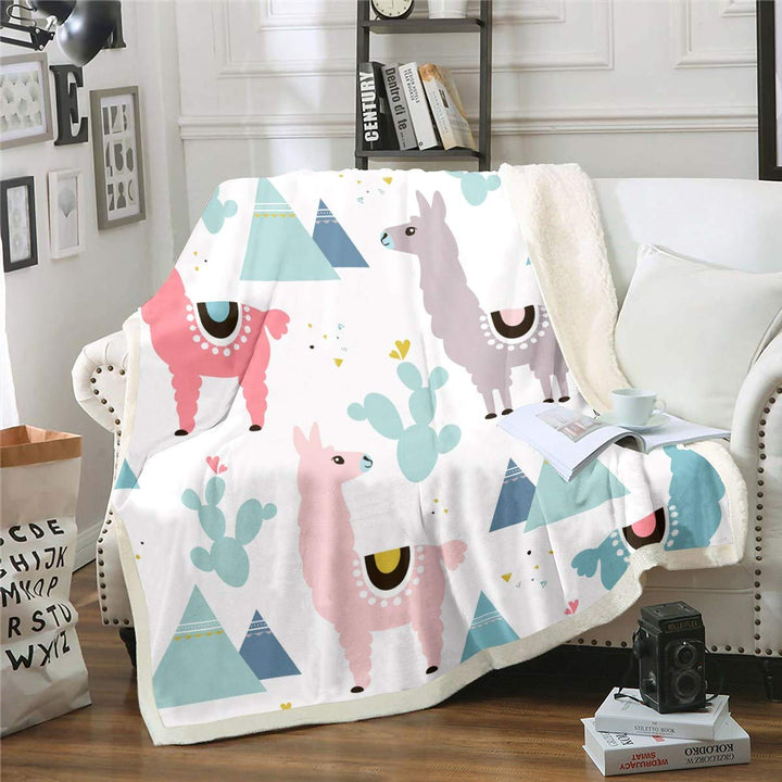 Mädchen Lama Kuscheldecke Schöne Lama Alpaka Design Wohndecke Kaktus Gedruckt Flanell Fleecedecke 15