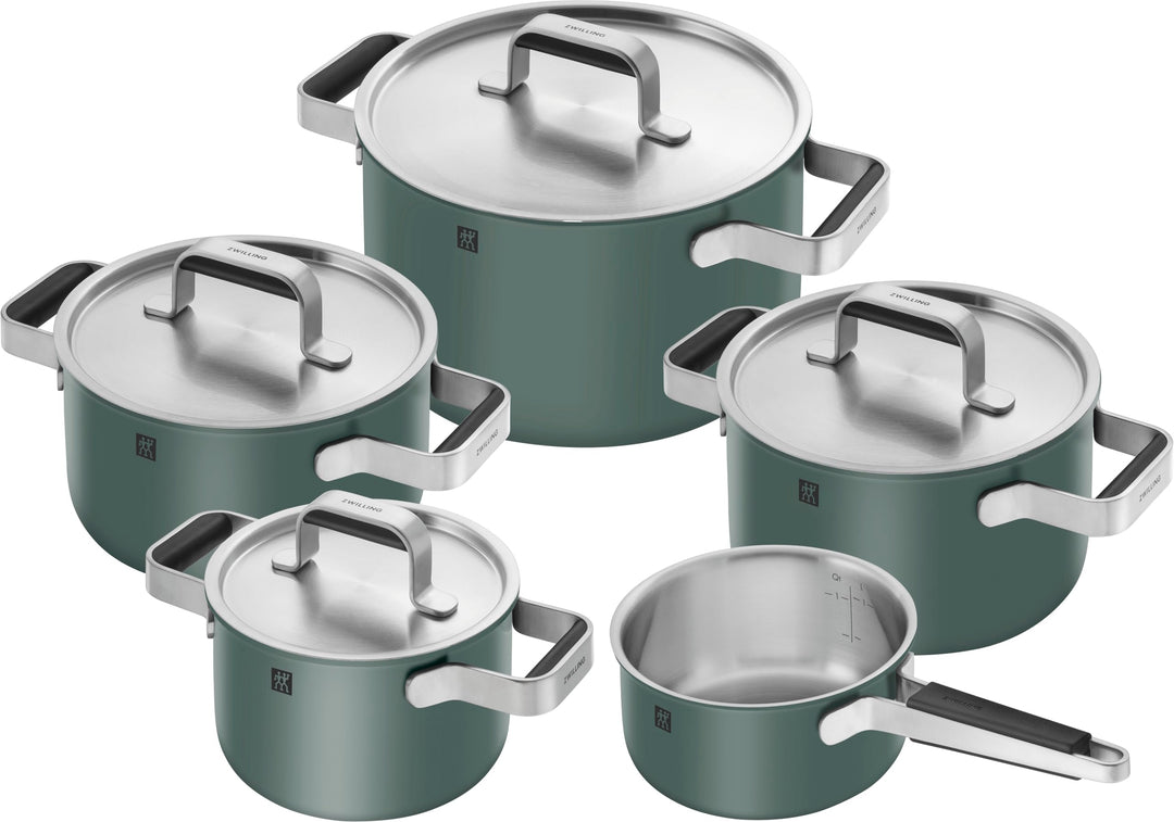 ZWILLING PURE Kochtopfset, 5-tlg, 18/10 Edelstahl, Keramik-Aussenbeschichtung, Stay-Cool-Griffe, Spü