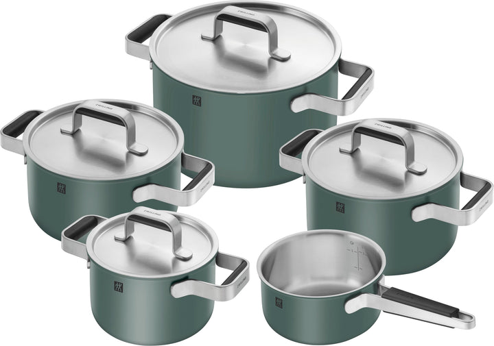 ZWILLING PURE Kochtopfset, 5-tlg, 18/10 Edelstahl, Keramik-Aussenbeschichtung, Stay-Cool-Griffe, Spü