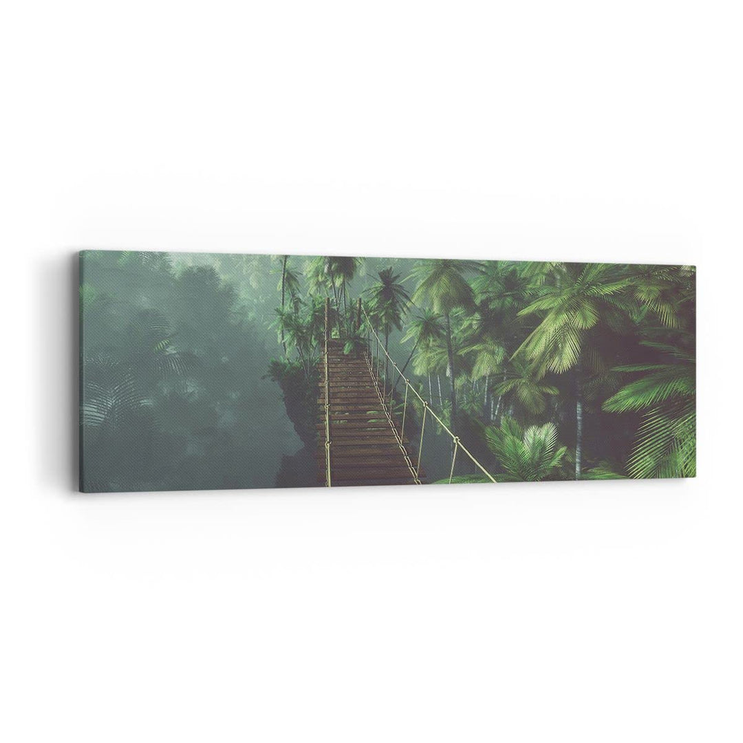 Panorama Bilder auf Leinwand Dschungel Palme Brücke Leinwandbild 90x30cm Wandbilder Dekoration Wohnz