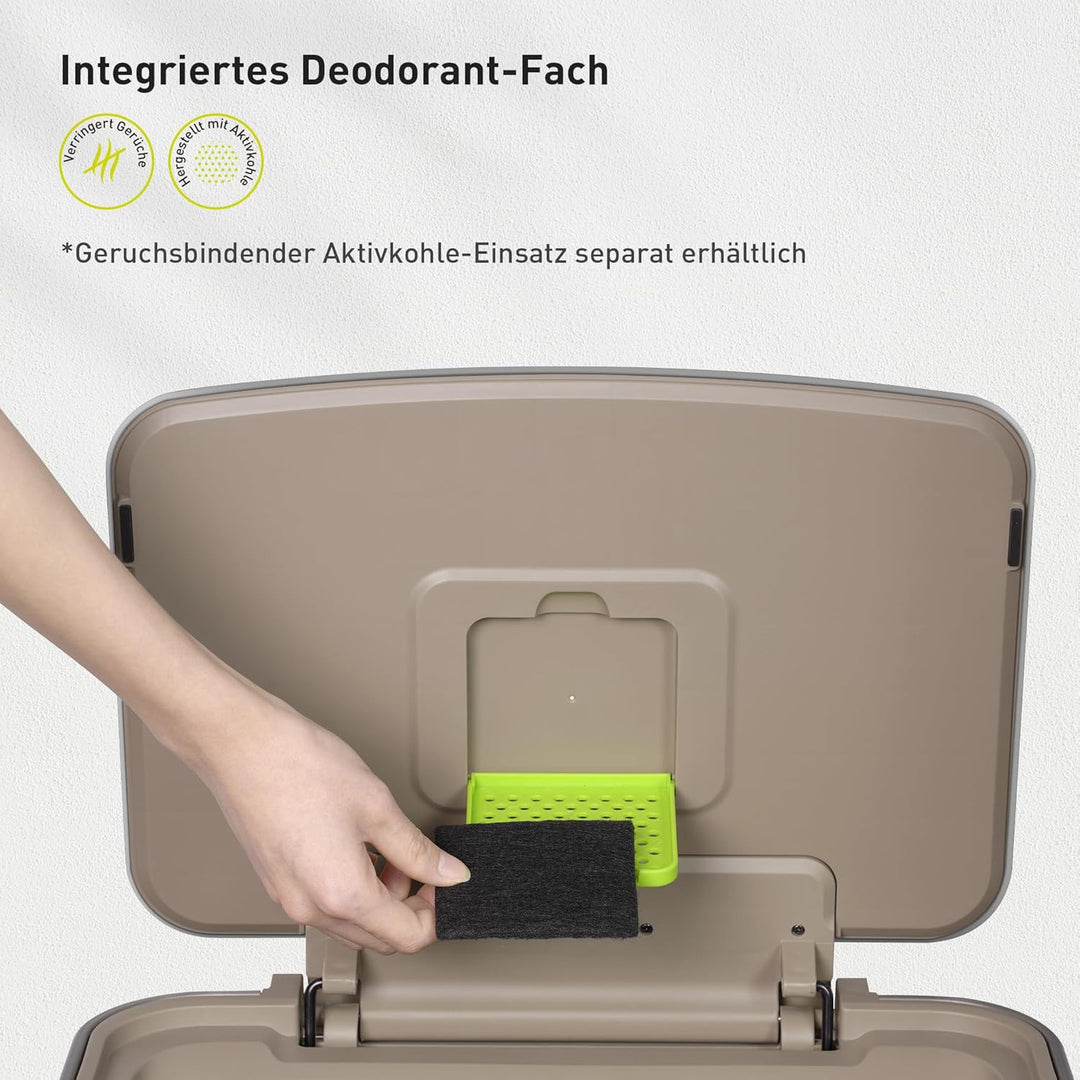 EKO Hudson Mülleimer 75 L, Abfalleimer mit Müllbeutel-Aufbewahrungsfach und Geruchsfach, Treteimer a