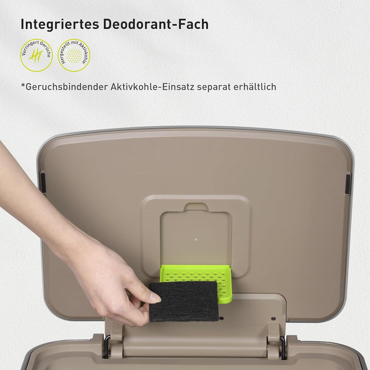 EKO Hudson Mülleimer 75 L, Abfalleimer mit Müllbeutel-Aufbewahrungsfach und Geruchsfach, Treteimer a
