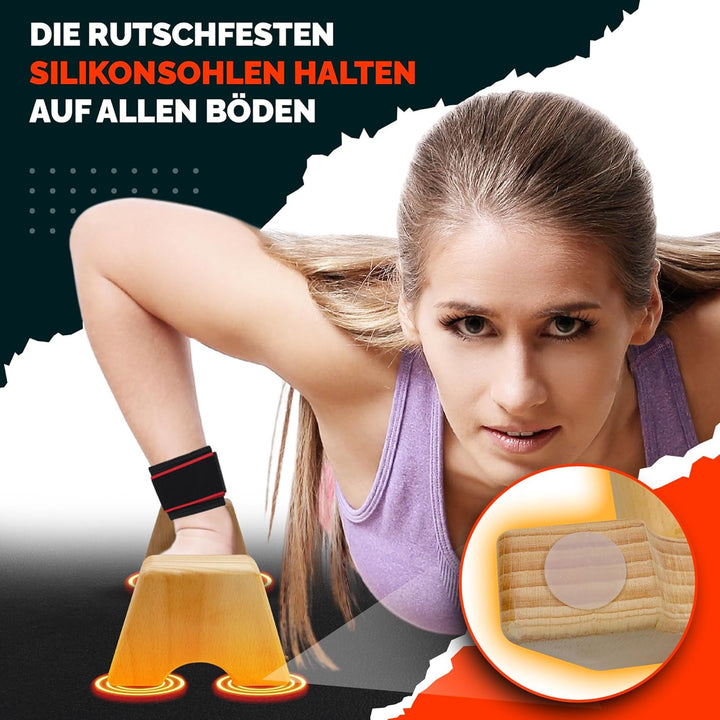 Liegestützgriffe aus Buche Holz – Gelenkschonend & Rutschfest – Perfekt für Calisthenics, Handstand