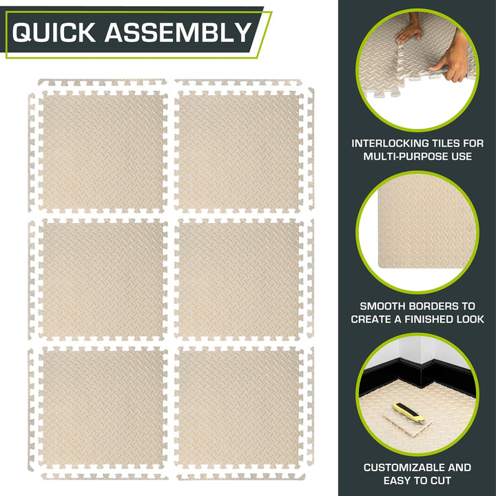 ProsourceFit Puzzle Exercise Mat ½ in, Eva Interlocking Foam Floor Tiles for Home Gym, Mat for Home