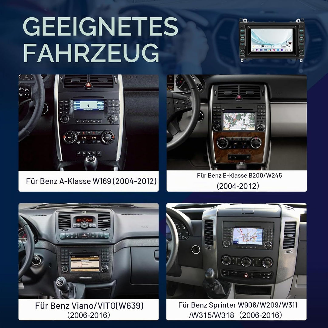 2+64G 7" Android Autoradio für Mercedes-Benz A-Klasse W169/B-Klasse W245/Viano/Vito W639/Sprinter W9