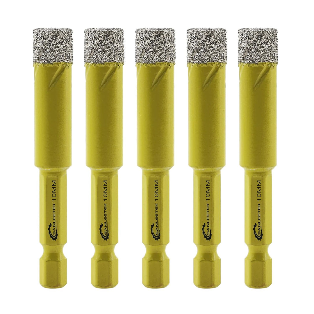 Trocken Diamant Bohrkrone 5 Stücke 10mm Fliesenbohrer mit Schnellwechsel Sechskant Schaft für Marmor