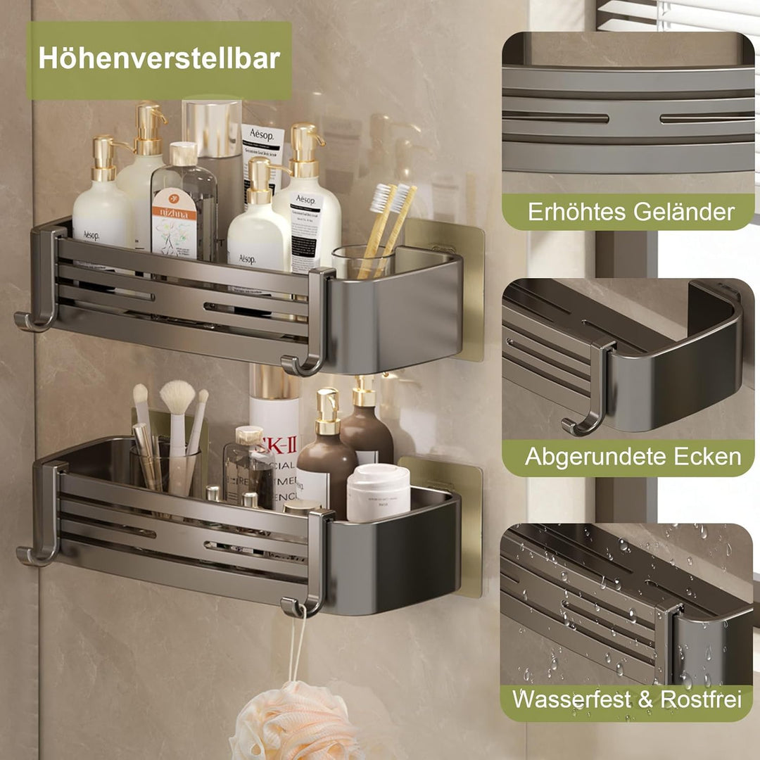 Sufdari Duschablage Ohne Bohren, Wasserdichter und Rostfreier Duschregal, Badezimmer Regal Organizer